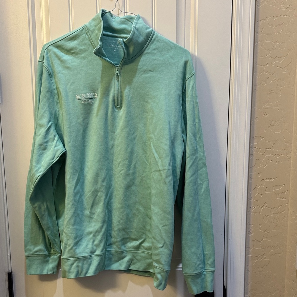 Vineyard Vines Men's Light Green Zip-Up Shirt